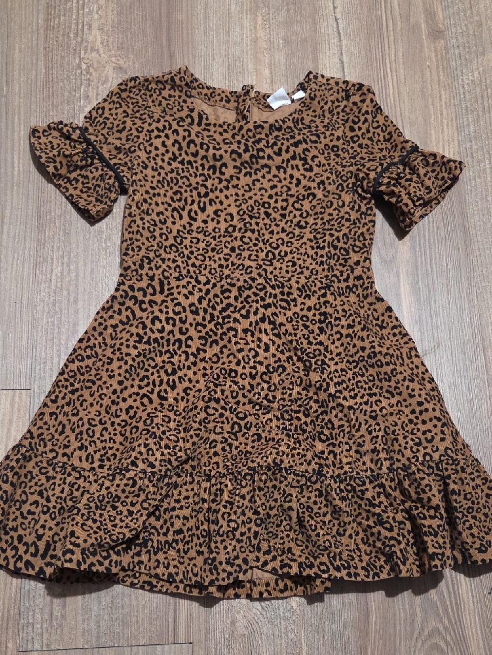 Girls' GAP Leopard Print Brown Ruffle Hem Dress